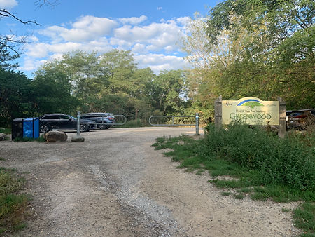 Greenwood Conservation - leash free hiking area parking lot