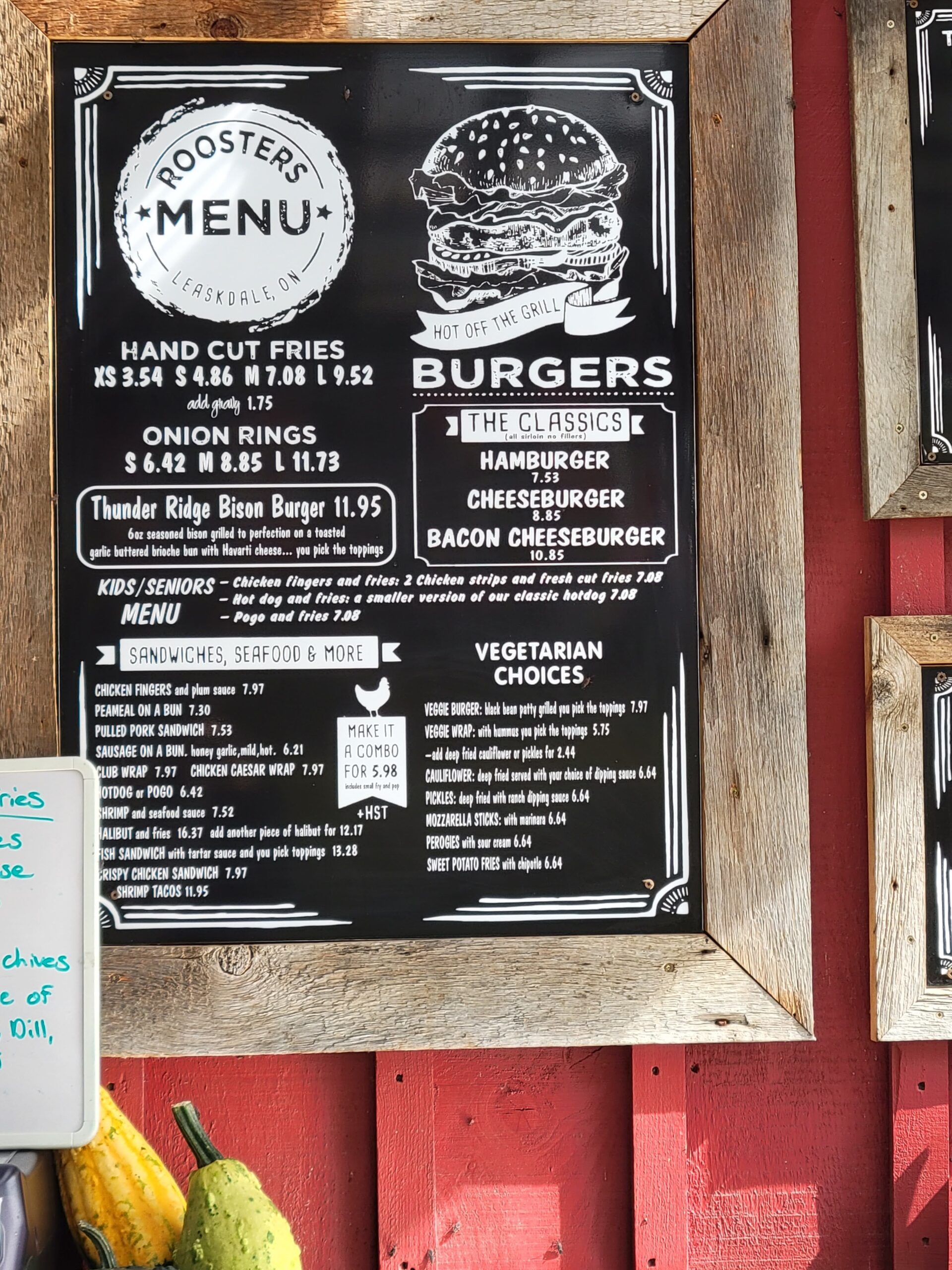 Rooster's Fries Menu